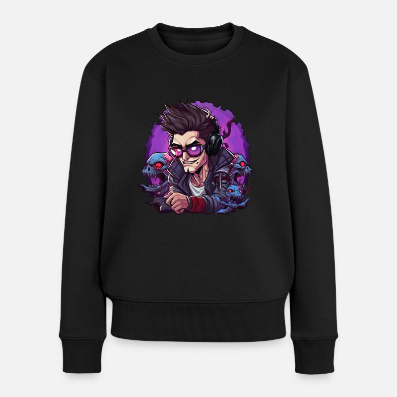 Gamer - Frauen Premium Bio Pullover - Schwarz