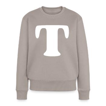 Buchstabe T - Frauen Premium Bio Pullover - Taupe - Vorne - Julia (174cm)