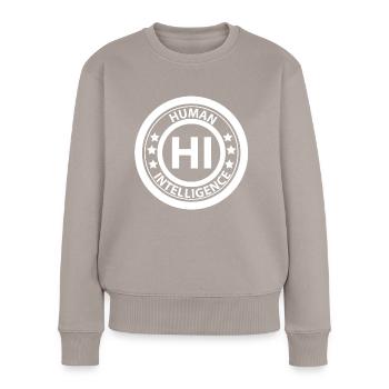 HI Human Intelligence - Frauen Premium Bio Pullover - Taupe - Vorne - Julia (174cm)