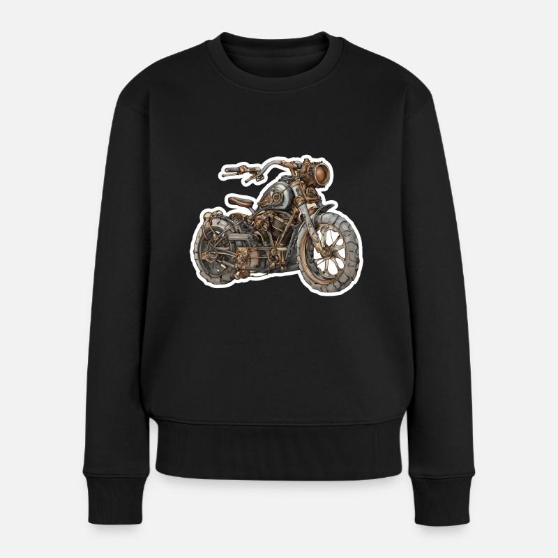 Moto / Cyclomoteur / Steampunk / Vélo / Machine - Pull Premium bio Femme - noir