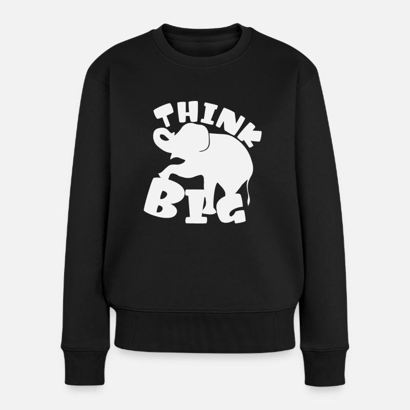 Think Big Elephant Idee weißes Siluett - Frauen Premium Bio Pullover - Schwarz