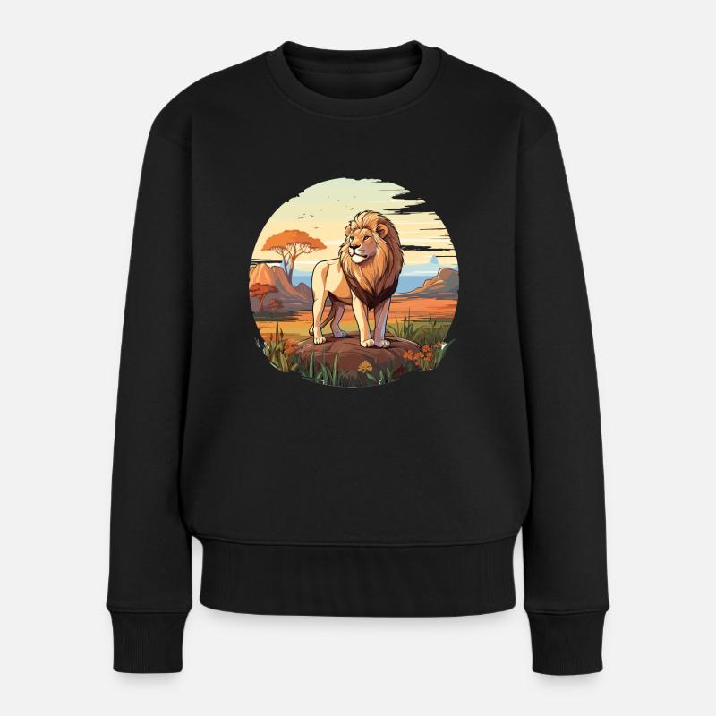 König der Savanne - Frauen Premium Bio Pullover - Schwarz