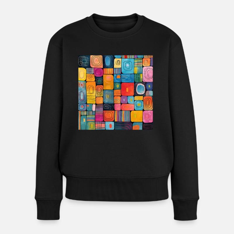 Karos in Bunt - Frauen Premium Bio Pullover - Schwarz