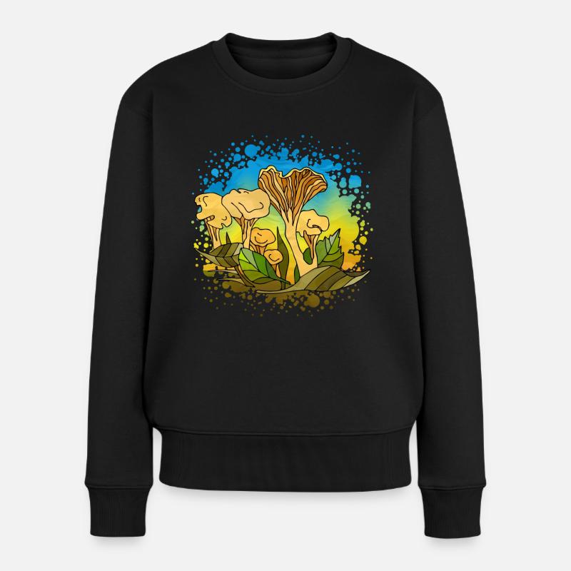 Pilze - Frauen Premium Bio Pullover - Schwarz