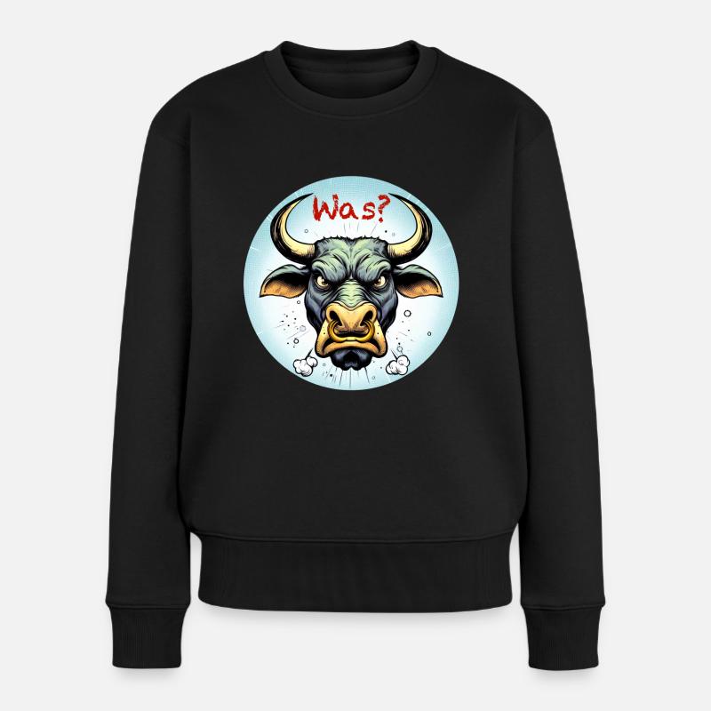 Wütender Stier - Frauen Premium Bio Pullover - Schwarz