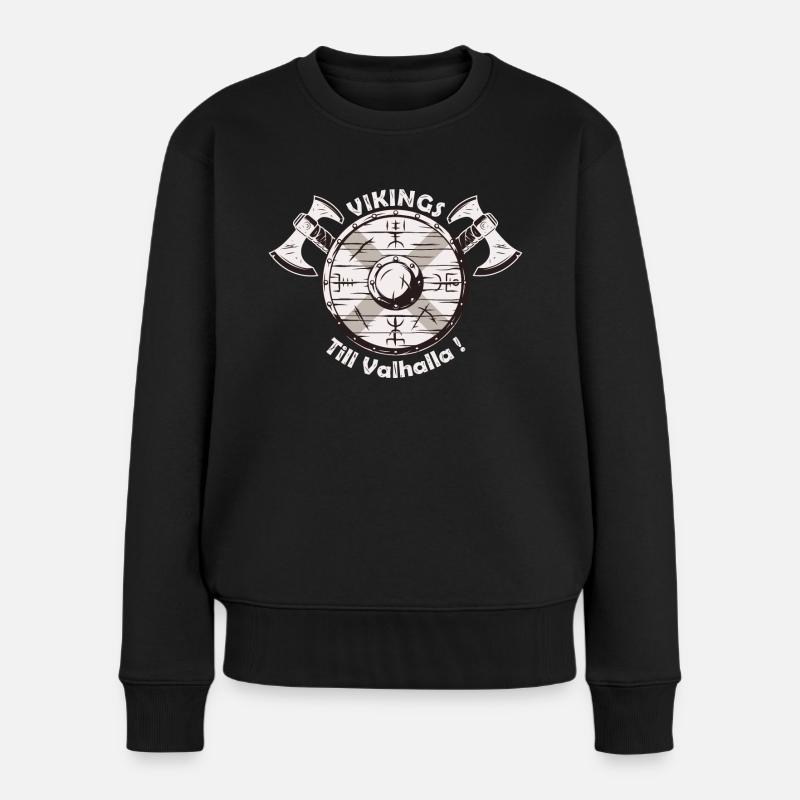 Vikings Till valhalla - Frauen Premium Bio Pullover - Schwarz