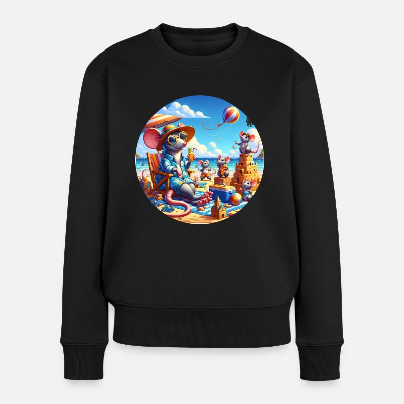 Rats sur la plage - Pull Premium bio Femme - noir