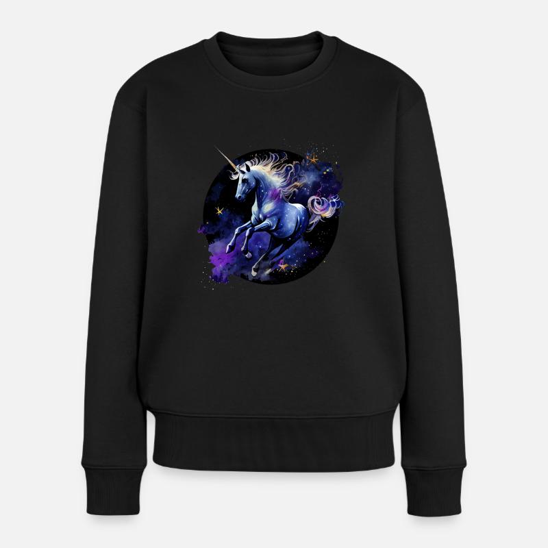 Einhorn - Frauen Premium Bio Pullover - Schwarz