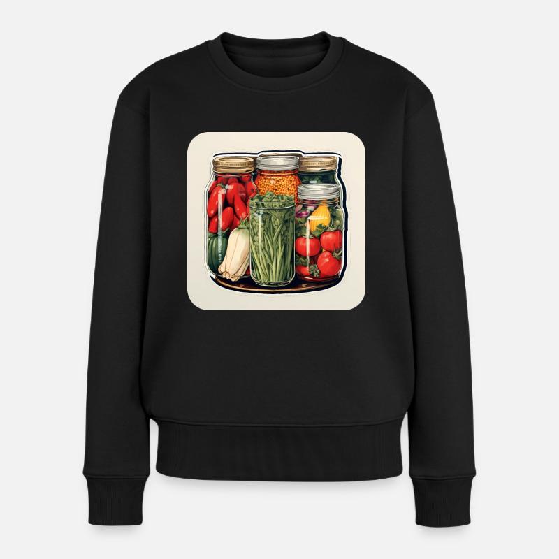 Einmachgläser Gemüse Herbst Harvest - Frauen Premium Bio Pullover - Schwarz