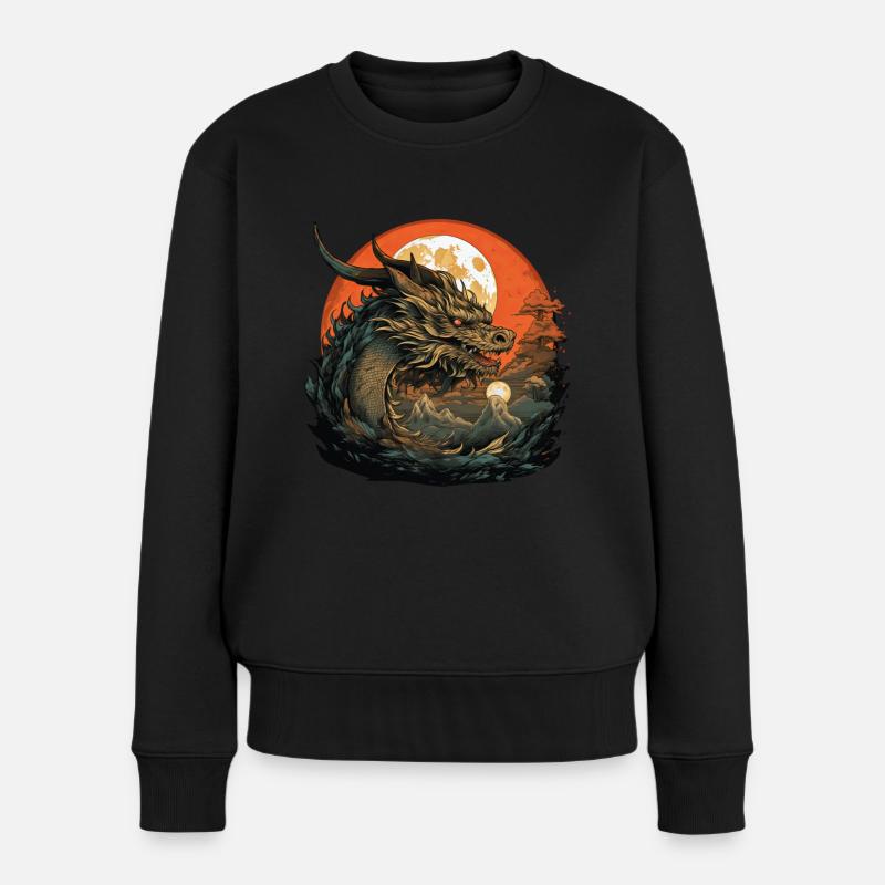 Mythos Drache - Frauen Premium Bio Pullover - Schwarz