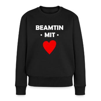 Beamtin mit Herz - Frauen Premium Bio Pullover - Schwarz - Vorne - Julia (174cm)