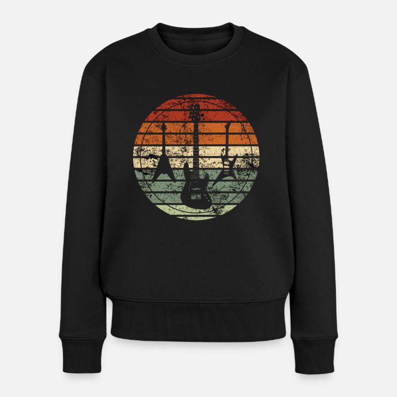 guitare rétro -idée cadeau vintage - Pull Premium bio Femme - noir