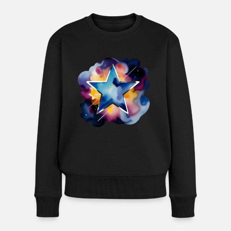 Farbtupfer: Dark Star - Frauen Premium Bio Pullover - Schwarz