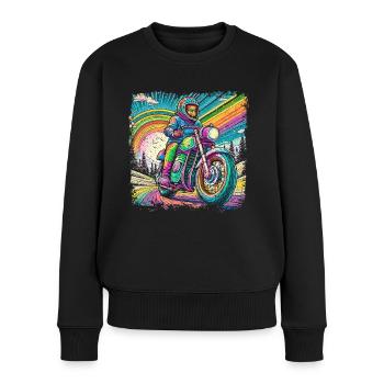 Berge im psychedelischem Biker-Rausch - Frauen Premium Bio Pullover - Schwarz - Vorne - Julia (174cm)
