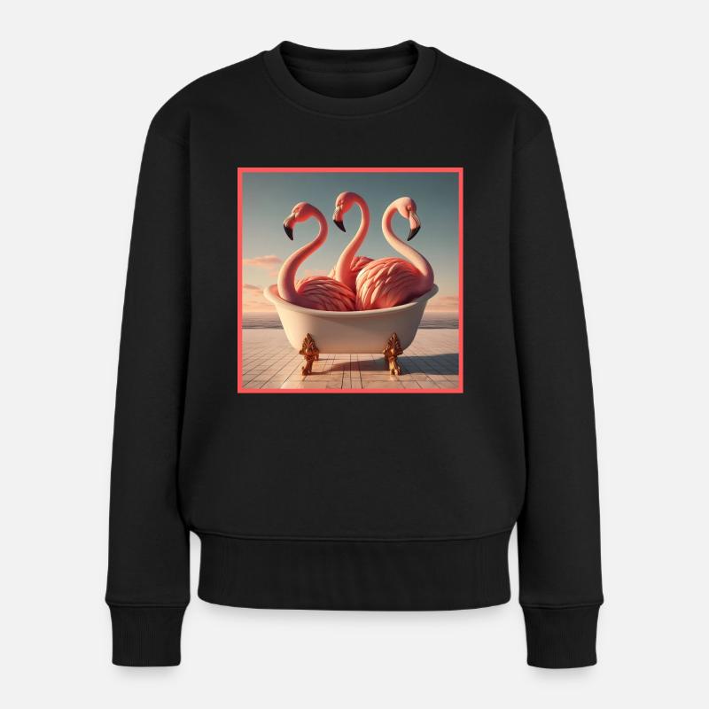 Flamingos in der Badewanne - Frauen Premium Bio Pullover - Schwarz