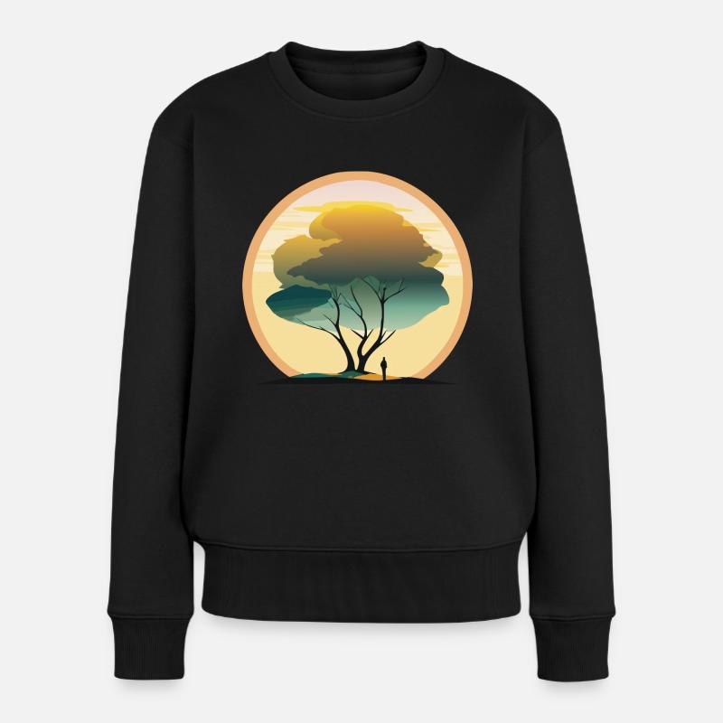 Morgenglanz: Baum des Erwachens - Frauen Premium Bio Pullover - Schwarz