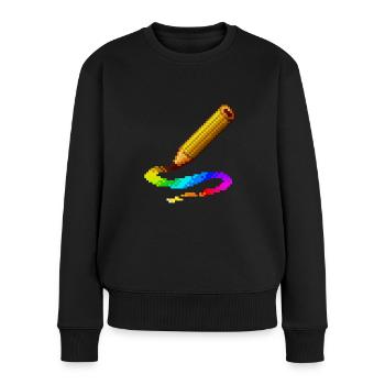 Regenbogen-Bleistift-Farb-Aktzeichnungsillustration - Frauen Premium Bio Pullover - Schwarz - Vorne - Julia (174cm)