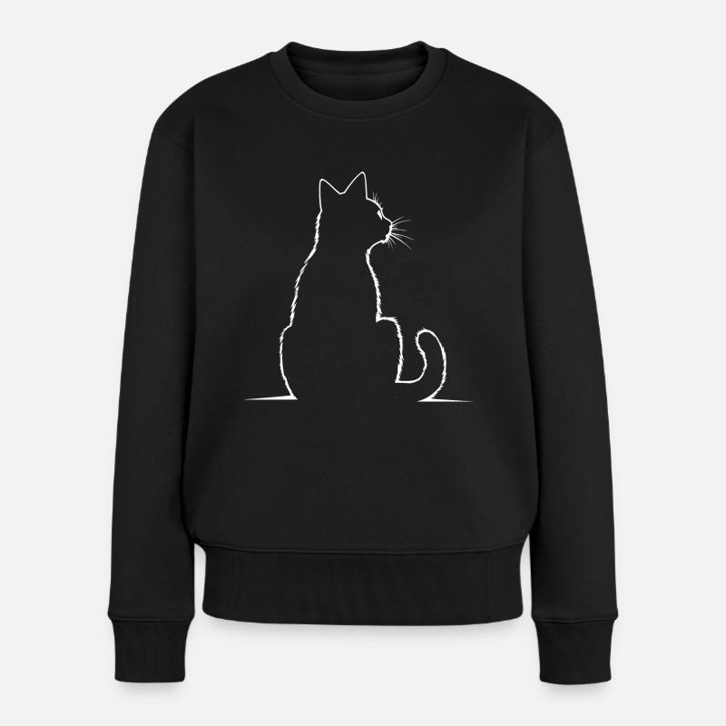 Katze, katzenmotiv - Frauen Premium Bio Pullover - Schwarz