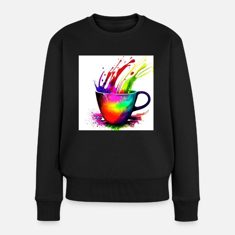 Kaffeetassen bunt 28 - Frauen Premium Bio Pullover - Schwarz