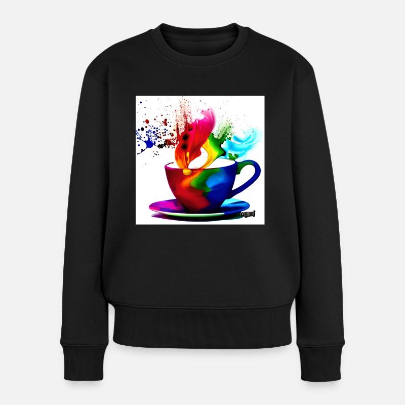 Kaffeetassen bunt 3 - Frauen Premium Bio Pullover - Schwarz
