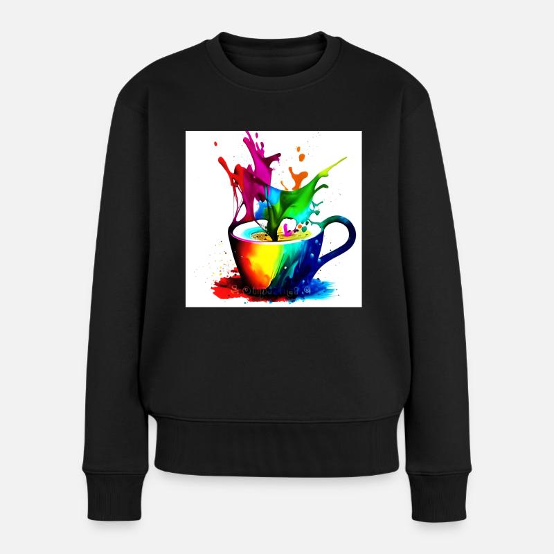 Kaffeetassen bunt 41 - Frauen Premium Bio Pullover - Schwarz
