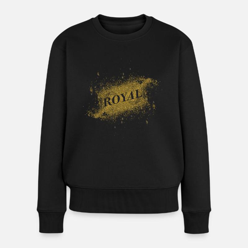 RoyalGold2 - Frauen Premium Bio Pullover - Schwarz