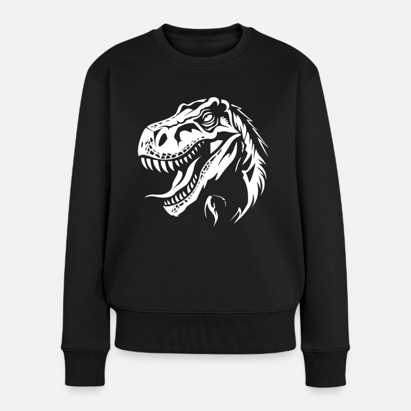 T-Rex Dinosaurier - Frauen Premium Bio Pullover - Schwarz