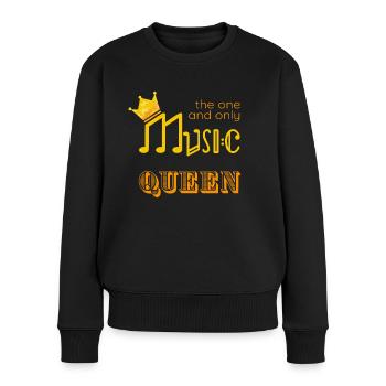"Music Queen" Musikerin Musik - Frauen Premium Bio Pullover - Schwarz - Vorne - Julia (174cm)