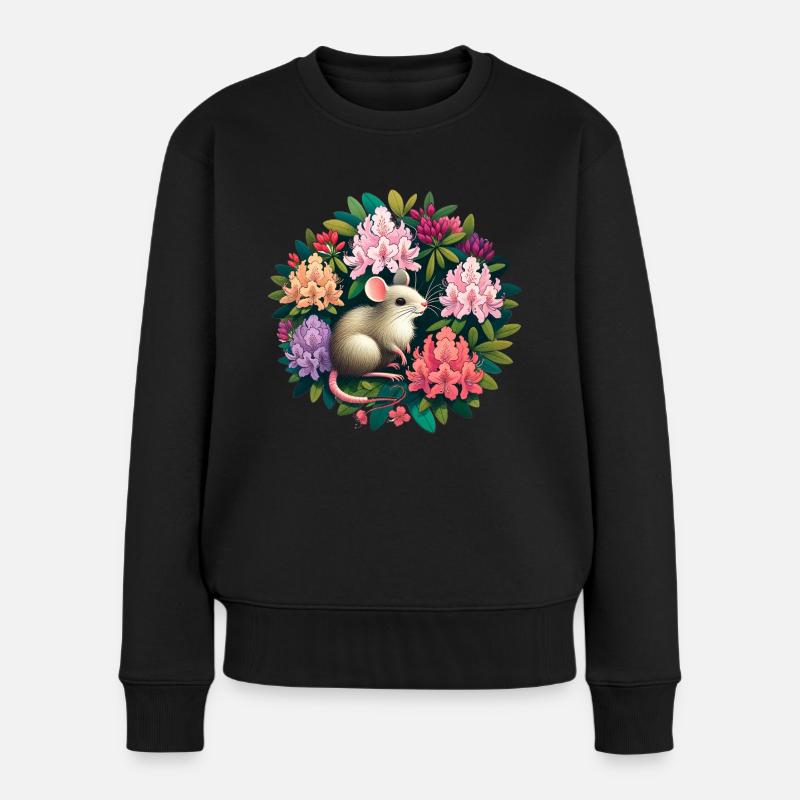 Maus - Frauen Premium Bio Pullover - Schwarz