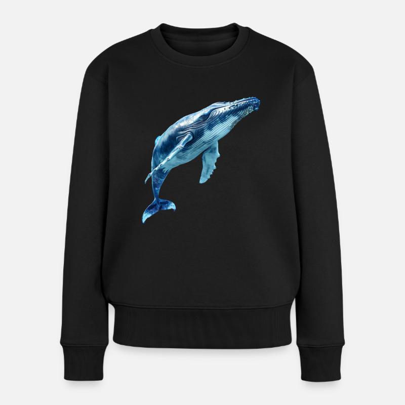 Buckelwale sind intelligente und verspielte Tiere - Frauen Premium Bio Pullover - Schwarz