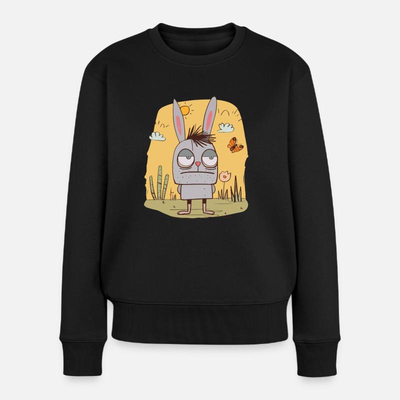 Lapin de mauvaise humeur - Pull Premium bio Femme - noir