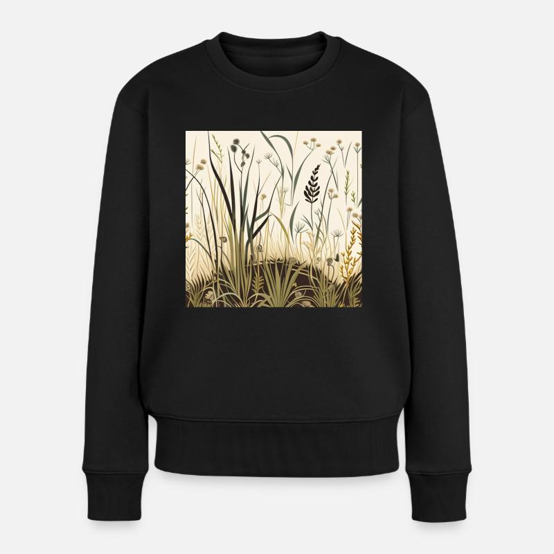 Wildblumenwiese - Frauen Premium Bio Pullover - Schwarz