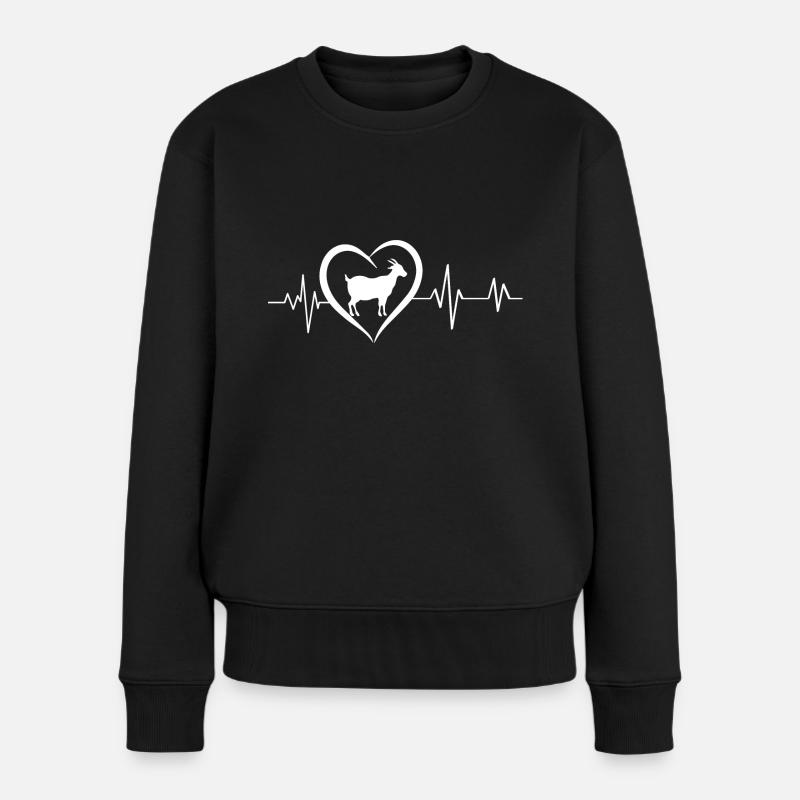 Herzschlag der Ziege - Frauen Premium Bio Pullover - Schwarz