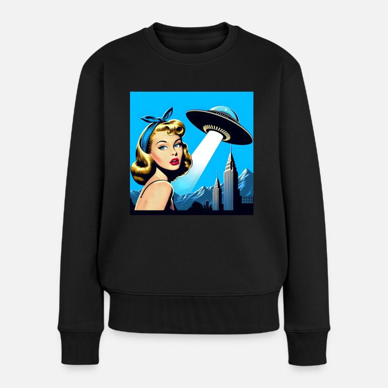 La fille et le vaisseau spatial - Pull Premium bio Femme - noir