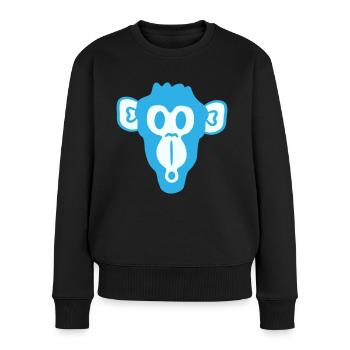 Verwunderter Neugieriger Affe Kopf Schreck Gesicht - Frauen Premium Bio Pullover - Schwarz - Vorne - Julia (174cm)