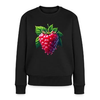 Runny leafy raspberry - Women's Premium Organic Jumper - black - Front - Julia (174cm)