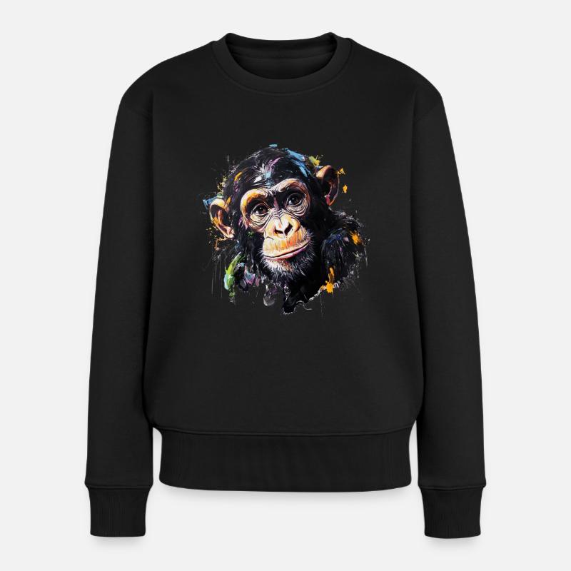 Der Schimpanse – Unser nächster Verwandter - Frauen Premium Bio Pullover - Schwarz