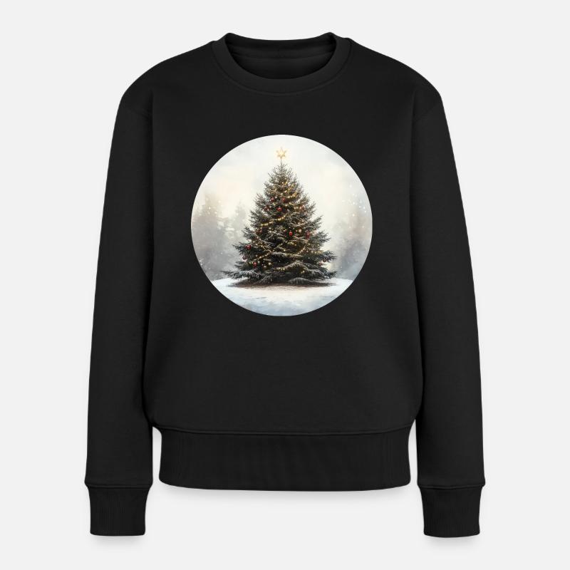 Weihnachtsbaum - Frauen Premium Bio Pullover - Schwarz
