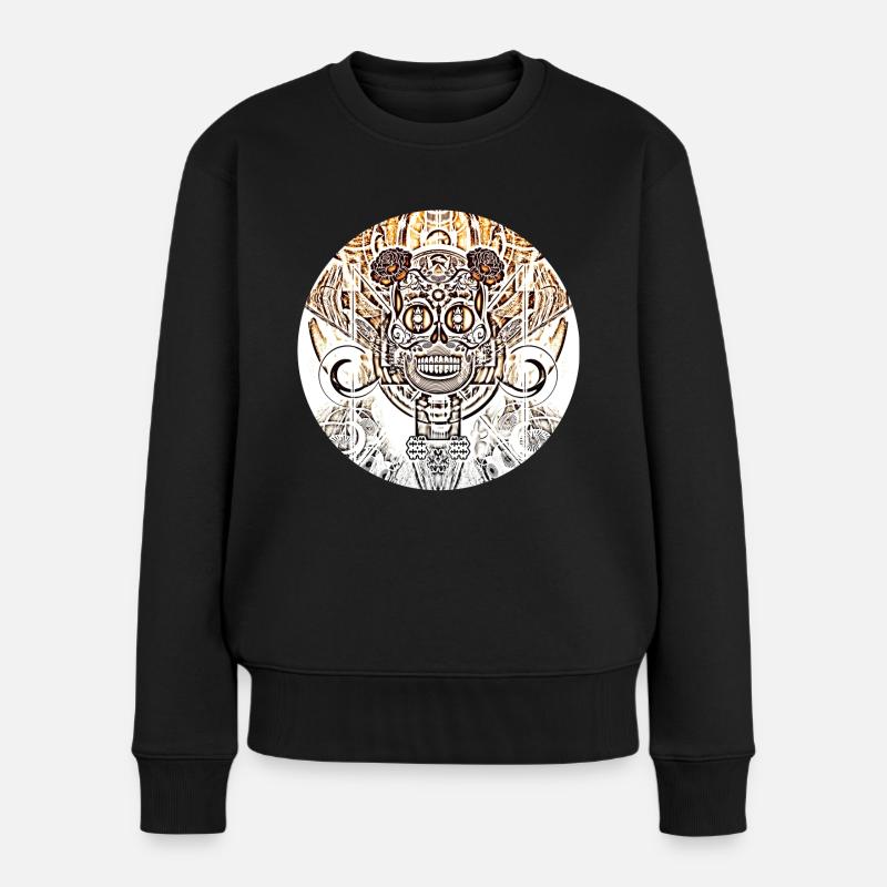 Schädel Kreis 3 - Frauen Premium Bio Pullover - Schwarz