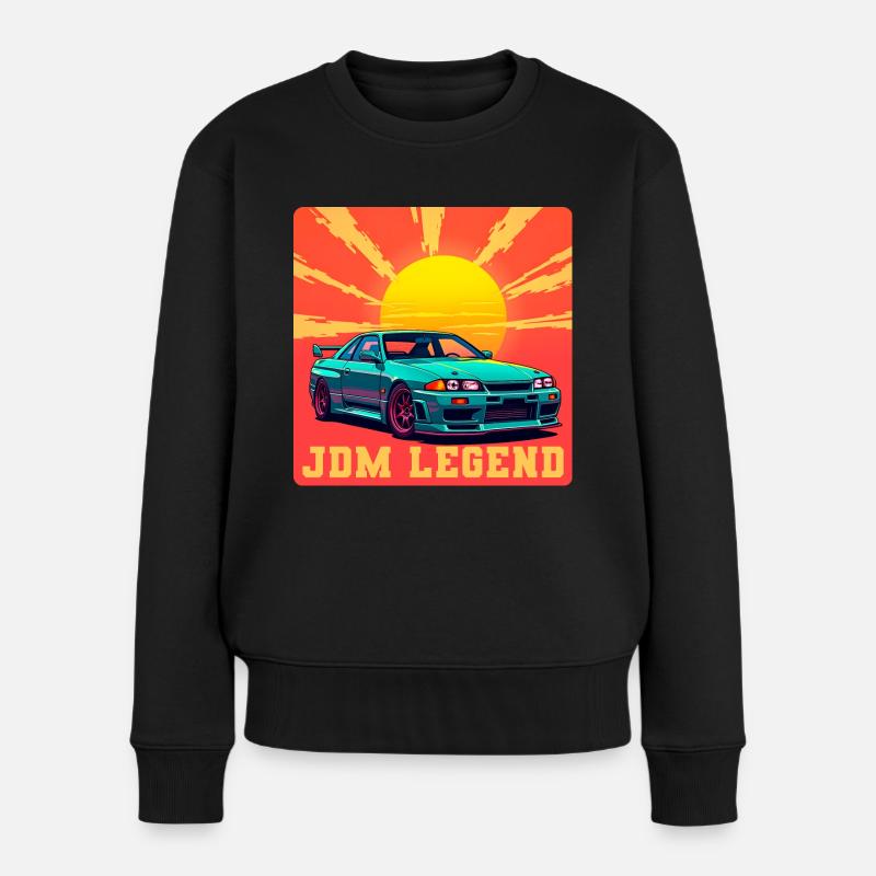 JDM Legend Sonnenaufgang - Frauen Premium Bio Pullover - Schwarz