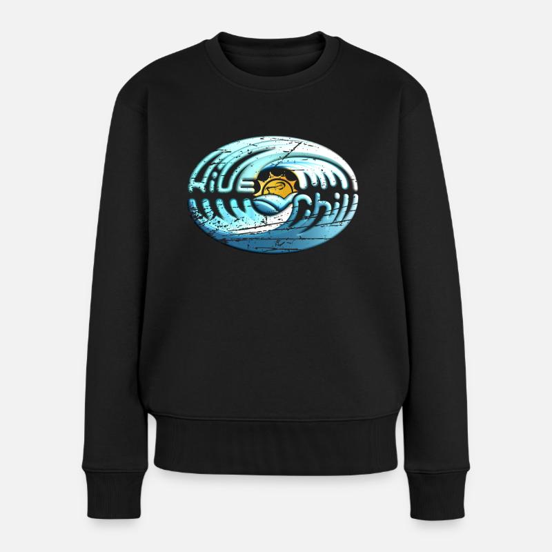 ride and chill - Frauen Premium Bio Pullover - Schwarz