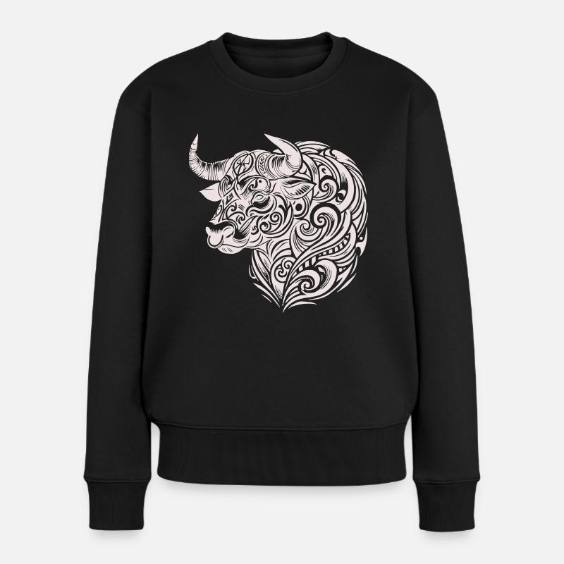 Stier Tribal - Frauen Premium Bio Pullover - Schwarz