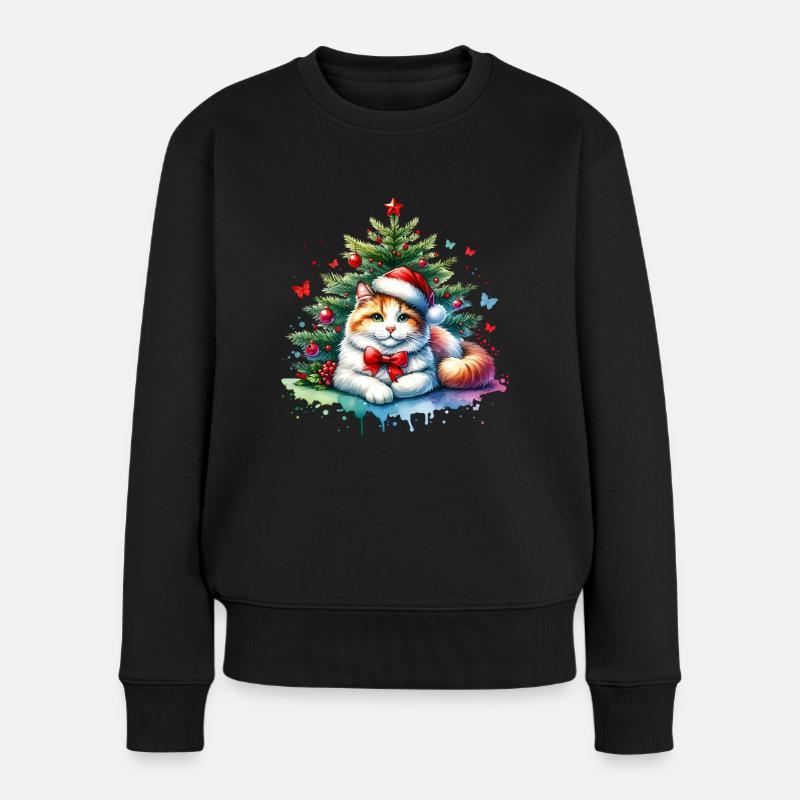 Chat mignon Noël - Pull Premium bio Femme - noir