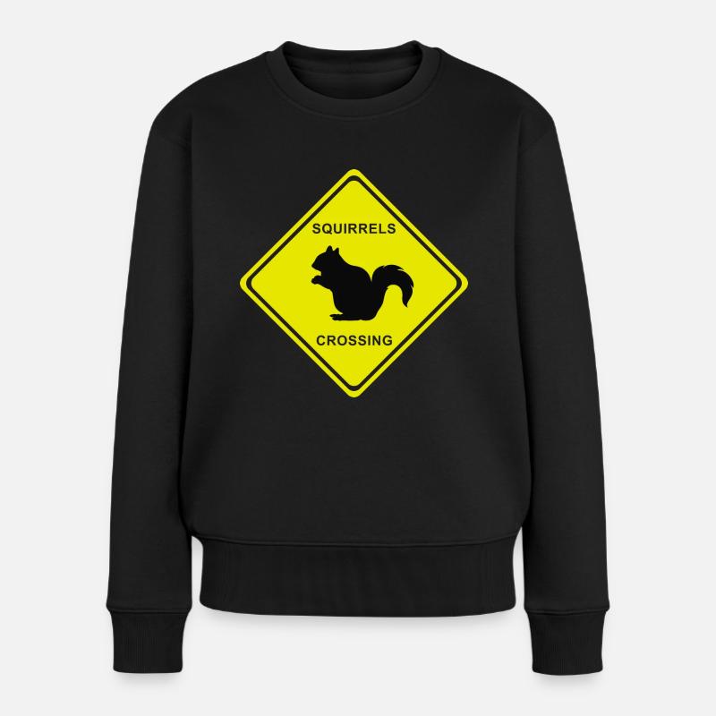 SQUIRRELS SCROSSING - Frauen Premium Bio Pullover - Schwarz