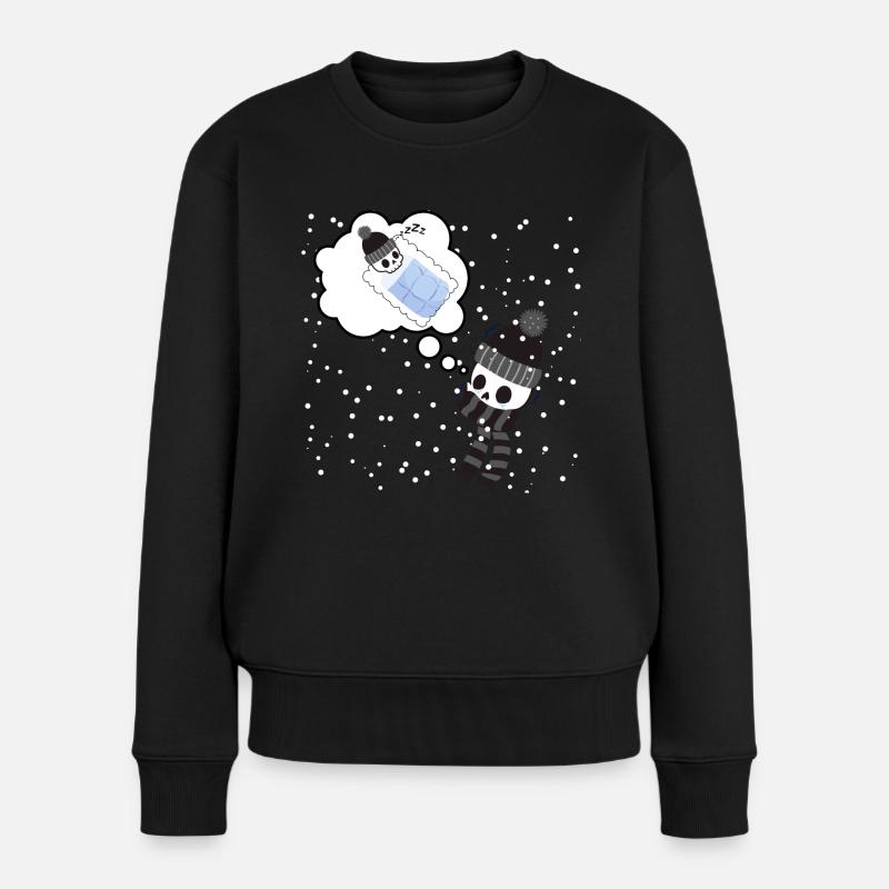 Pensées chaudes pendant l’hiver - Pull Premium bio Femme - noir