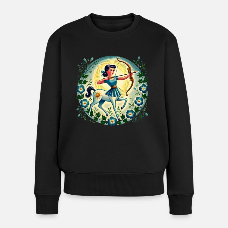 Schütze - Frauen Premium Bio Pullover - Schwarz