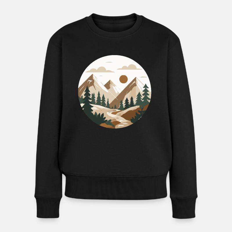 Berg Wandern - Frauen Premium Bio Pullover - Schwarz