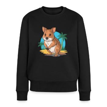 Ambiance Quokka Beachy - Pull Premium bio Femme - noir - Devant - Julia (174cm)