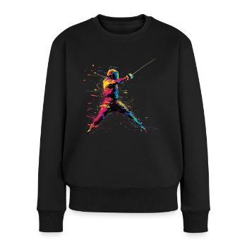 Fechten Fechter Geschenk - Frauen Premium Bio Pullover - Schwarz - Vorne - Julia (174cm)