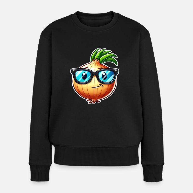 Cool onion – stylish vegetable design - Women's Premium Organic Jumper - black